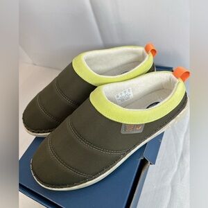 Dr. Scholl's Olive and Neon Yellow Mules